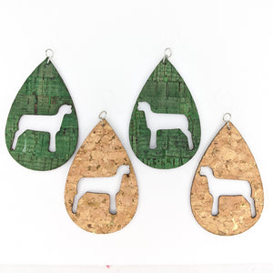 Cork Sheep Earrings (Teardrop Dangles) - all colors