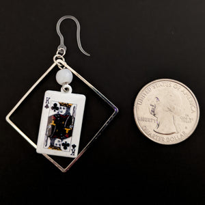 Decorative Playing Card Earrings (Dangles) - size comparison quarter