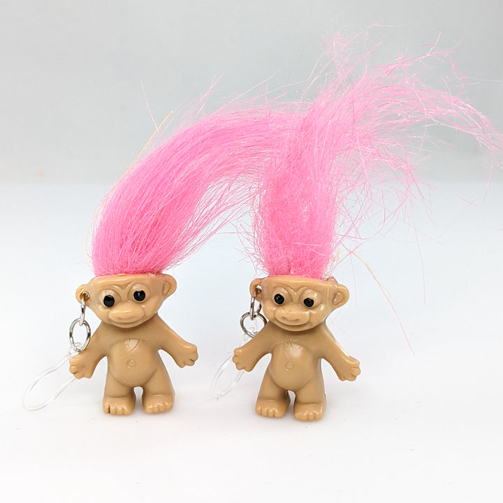 Exaggerated Troll Earrings (Dangles) - pink