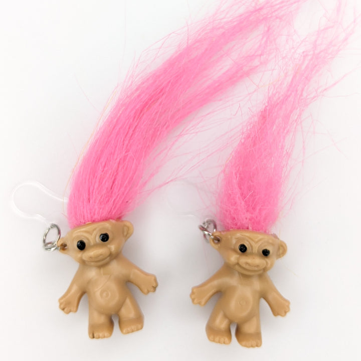 Exaggerated Troll Earrings (Dangles) - pink