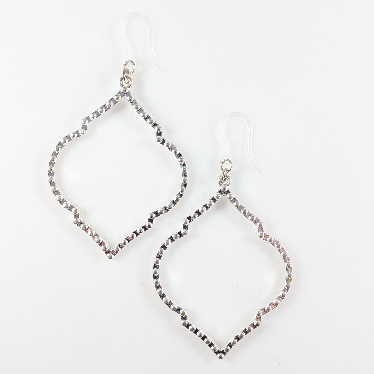 Rounded Rhombus Earrings (Dangles) - silver