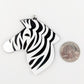 Exaggerated Zebra Earrings (Dangles) - size comparison quarter
