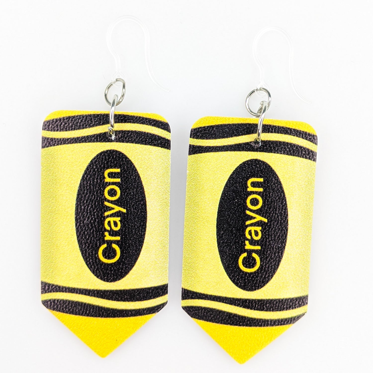 Exaggerated Crayon Earrings (Dangles) - yellow