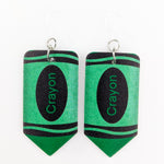 Exaggerated Crayon Earrings (Dangles) - green