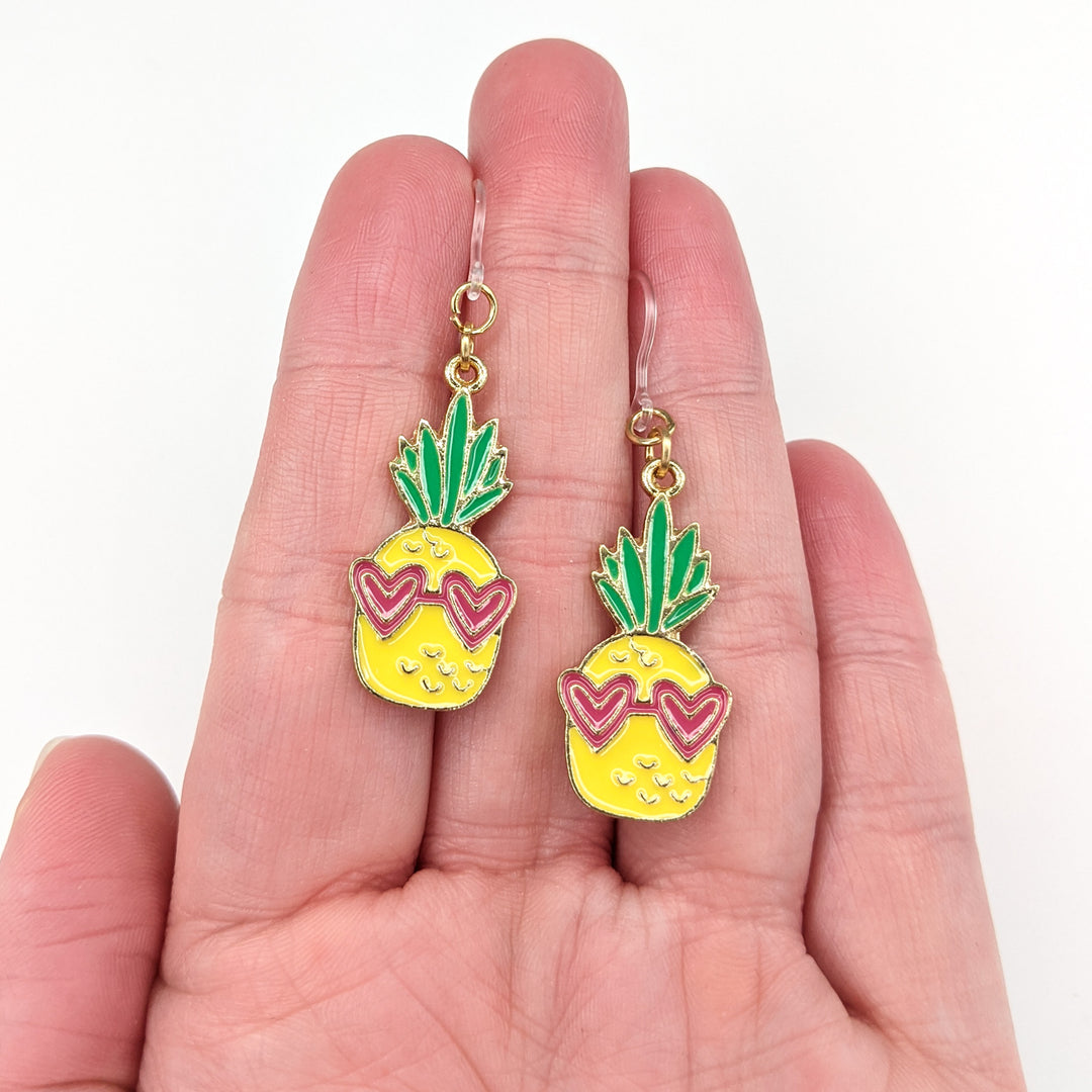 Summer Pineapple Earrings (Dangles) - size comparison hand