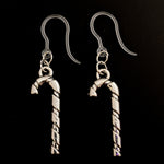 Silver Candy Cane Earrings (Dangles)