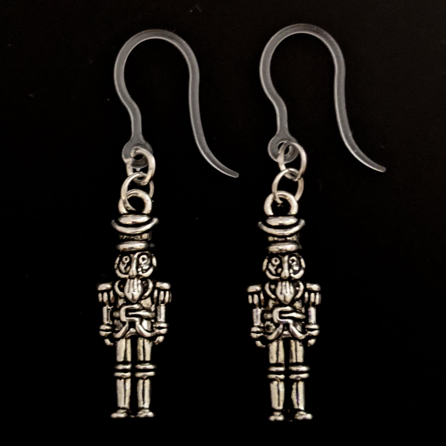 Silver Nutcracker Earrings (Dangles) - freestanding nutcracker