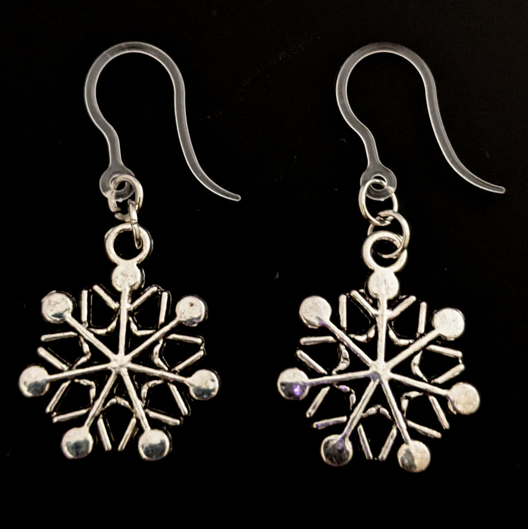 Silver Snowflake Earrings (Dangles)