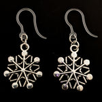 Silver Snowflake Earrings (Dangles)