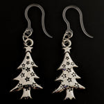 Silver Christmas Tree Earrings (Dangles)