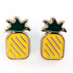 Gold Rimmed Pineapple Earrings (Studs)