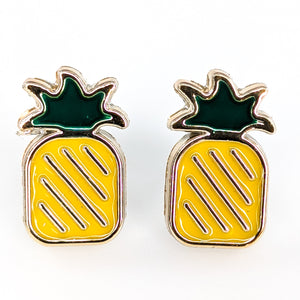 Gold Rimmed Pineapple Earrings (Studs)