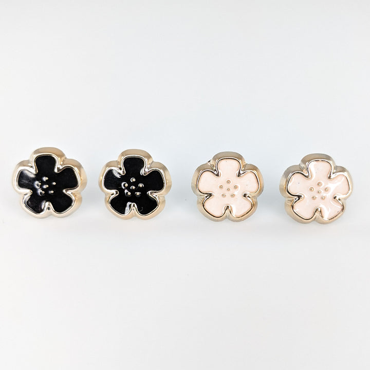 Gold Rimmed Flower Earrings (Studs) - all colors