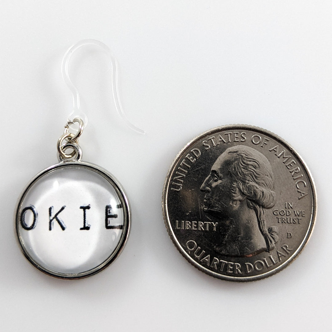 Okie Dokie Earrings (Dangles) - size comparison quarter