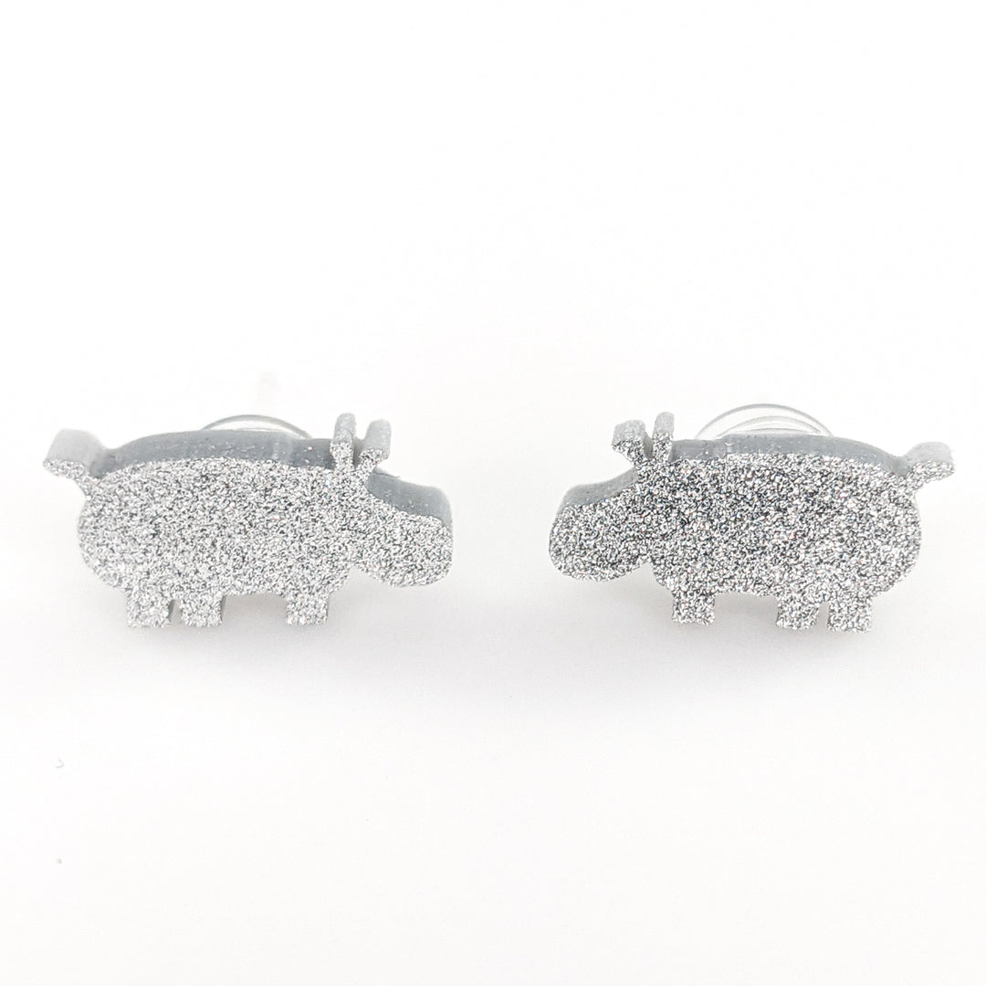 Hippo Earrings (Studs) - glittery