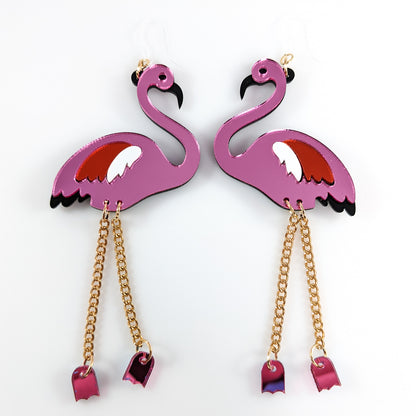 Exaggerated Flamingo Dangles Hypoallergenic Earrings for Sensitive Ears Made with Plastic Posts