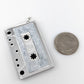 Exaggerated Cassette Tape Earrings (Dangles) - white - size comparison quarter