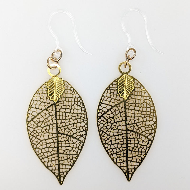 Perfect Leaf Earrings (Dangles) - medium gold