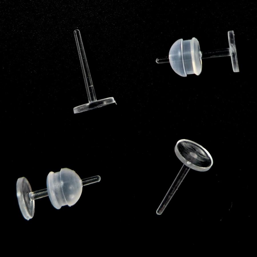 Clear Plastic Earrings For Sports, Clear Stud Earrings, Ball Invisible  Earring Posts For Sensitive Ears with Soft Rubber Earring Backs for Surgery  and