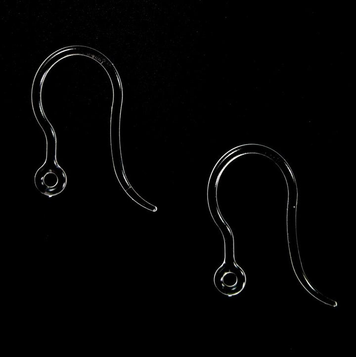Hypoallergenic Clear Plastic Hook Earrings (Blanks) - large