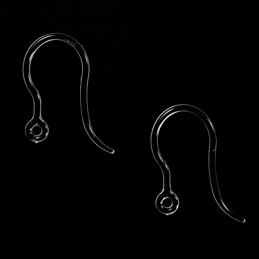 Hypoallergenic Clear Plastic Hook Earrings (Blanks)