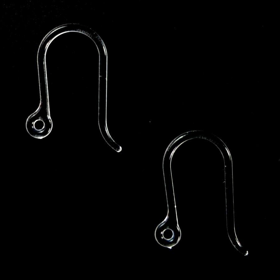 Hypoallergenic Clear Plastic Hook Earrings (Blanks) - small