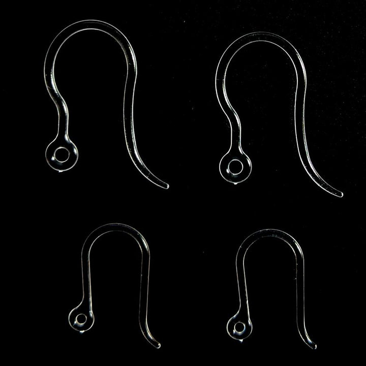 Hypoallergenic Clear Plastic Hook Earrings (Blanks) - all sizes