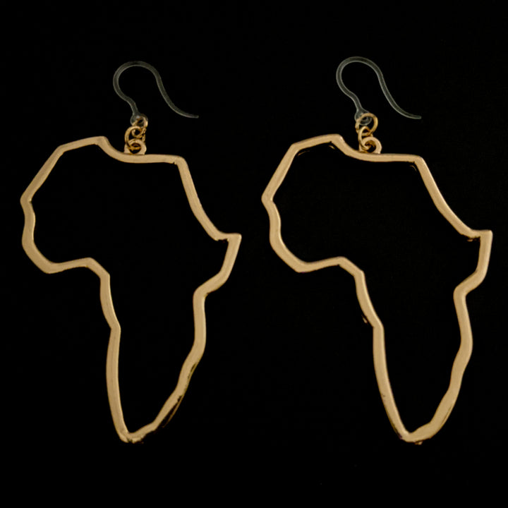 Exaggerated Gold Africa Earrings (Dangles)