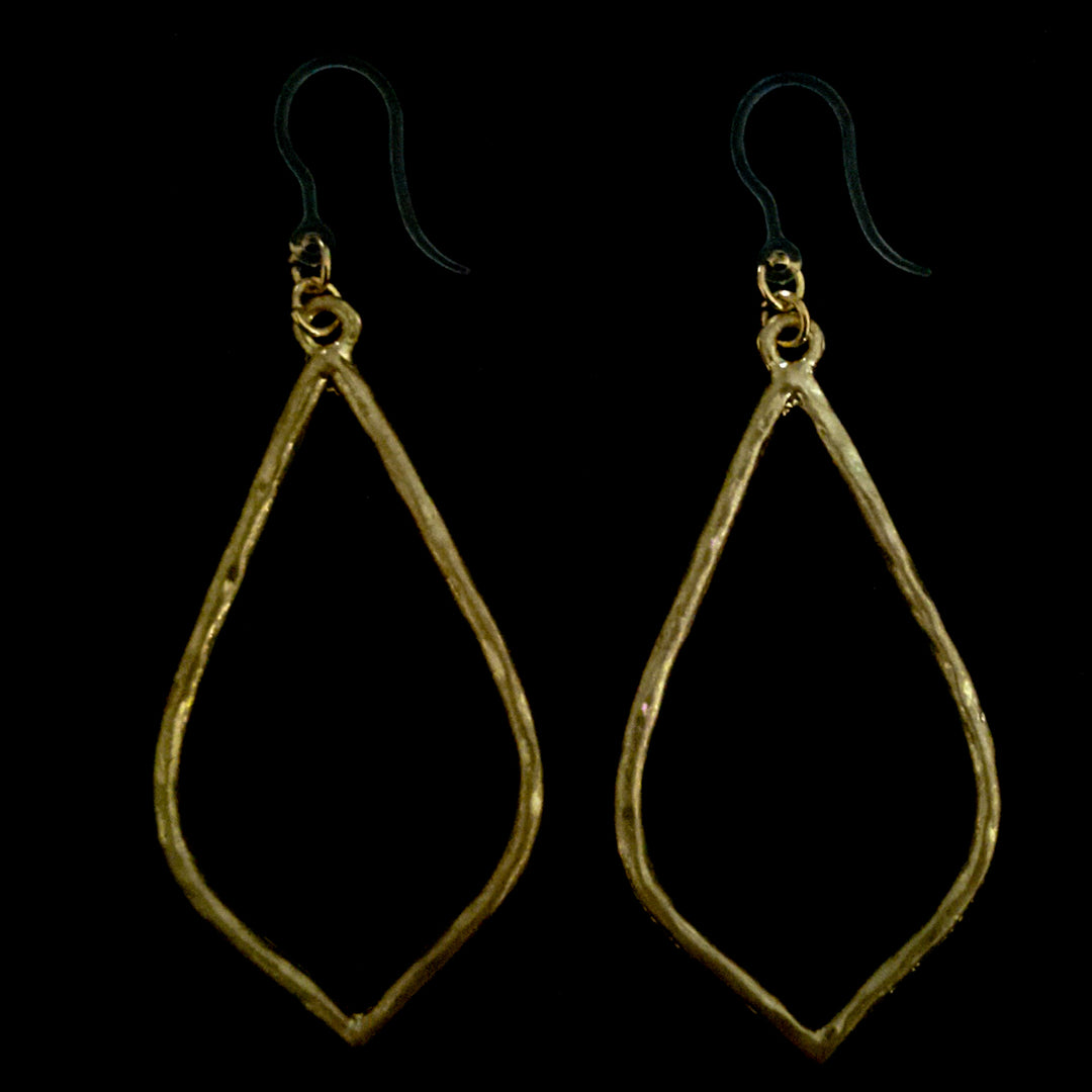 Hammered Minimalist Earrings (Dangles) - gold - teardrop
