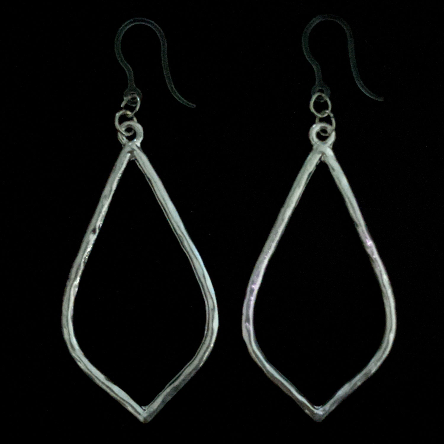 Hammered Minimalist Earrings (Dangles) - silver - teardrop
