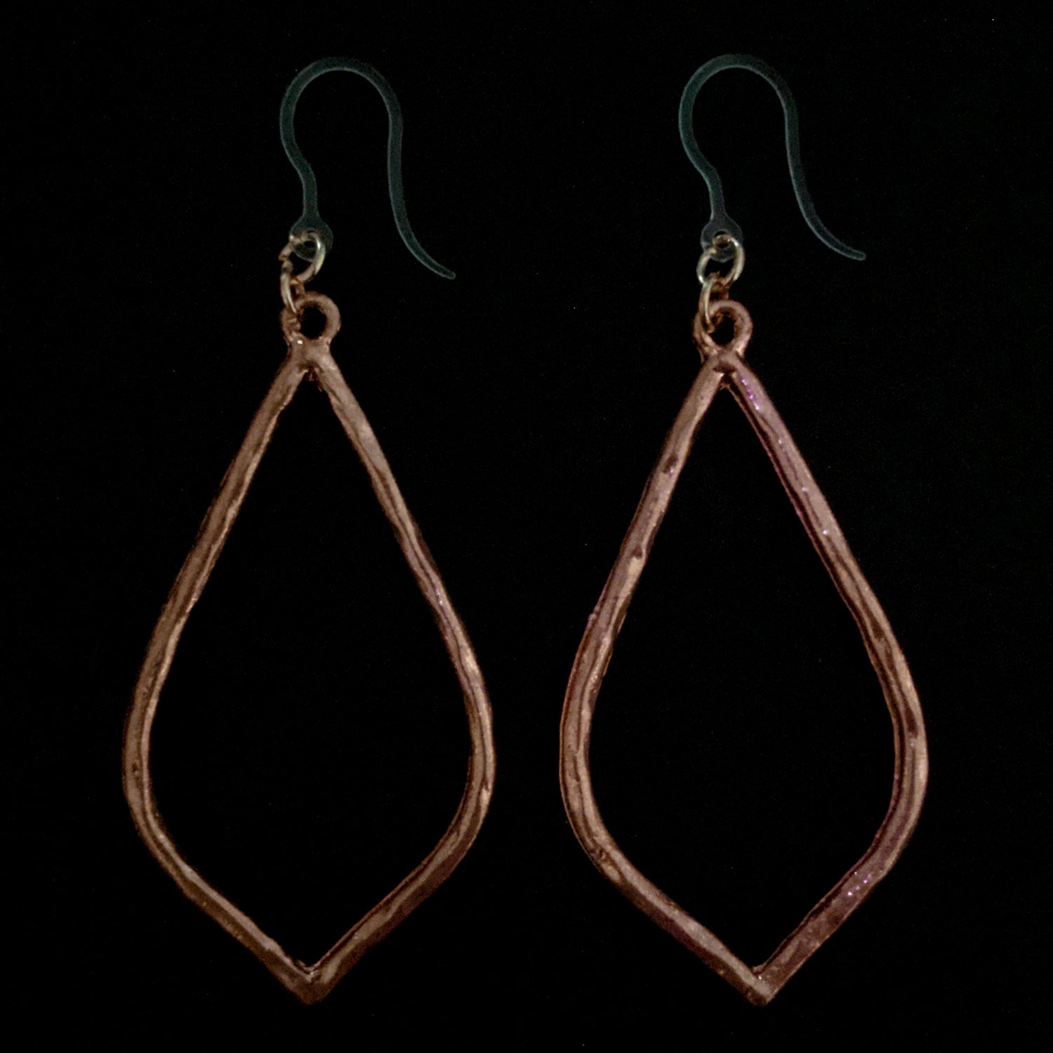 Hammered Minimalist Earrings (Dangles) - rose gold - teardrop