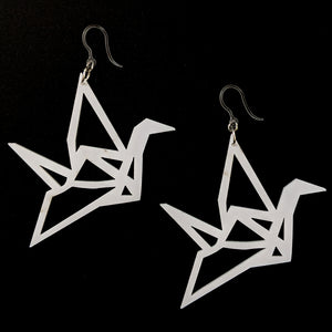 Exaggerated Origami Crane Earrings (Dangles)