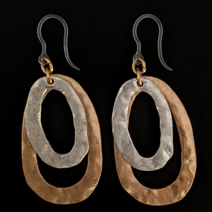 Metallic Double Oval Earrings (Dangles)