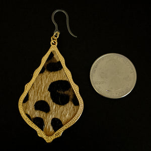 Leopard Print Chandelier Earrings (Dangles) - size comparison quarter