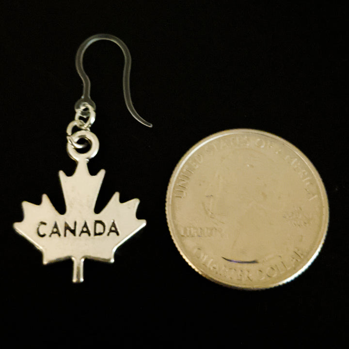 Canada Earrings (Dangles) - size comparison quarter