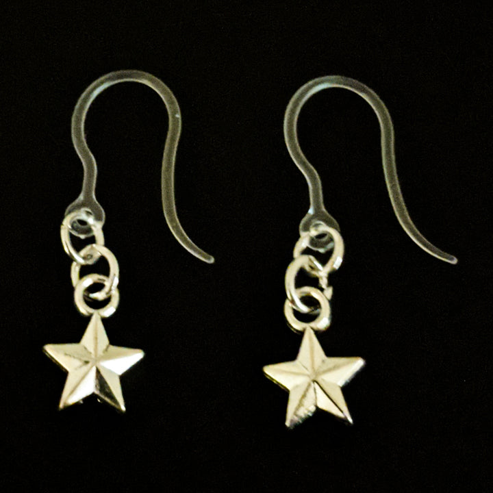 Tiny Silver Star Earrings (Dangles)