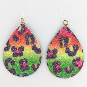 Multicolor Leopard Earrings (Teardrop Dangles)