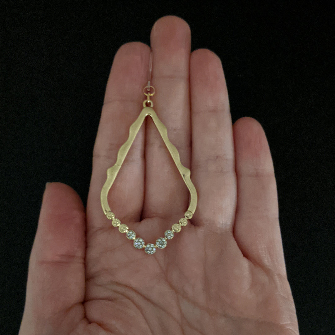 Gold Necklace Earrings (Dangles) - pointed - size comparison hand