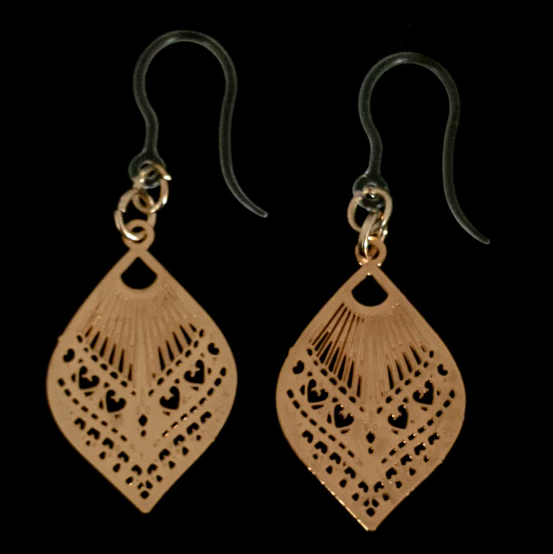 Small Peacock Earrings (Dangles) - rose gold