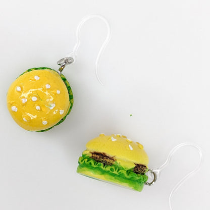 Exaggerated Hamburger Drop Dangles Hypoallergenic Earrings for Sensitive Ears Made with Plastic Posts