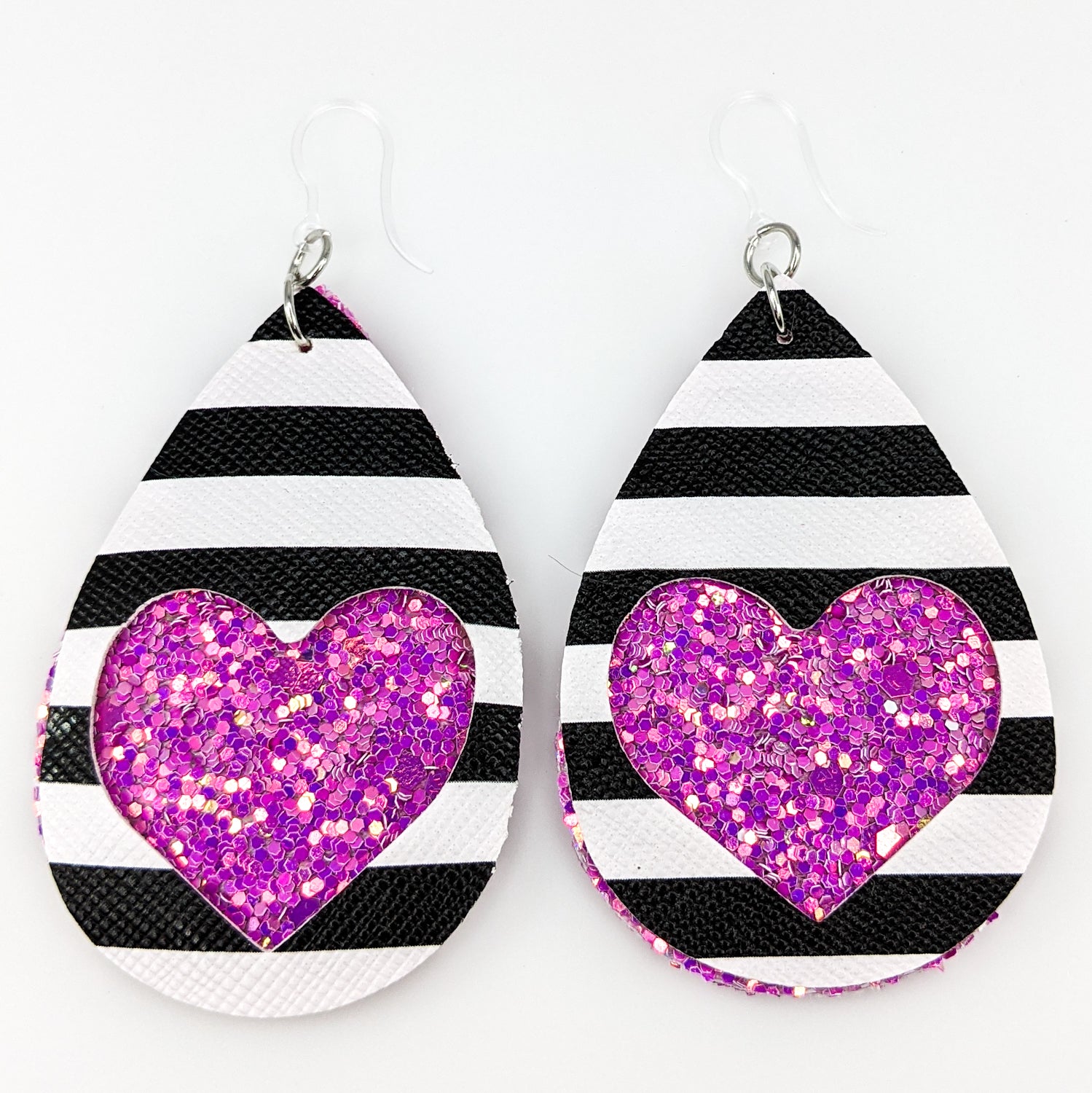 Double Layer Heart Earrings (Teardrop Dangles)