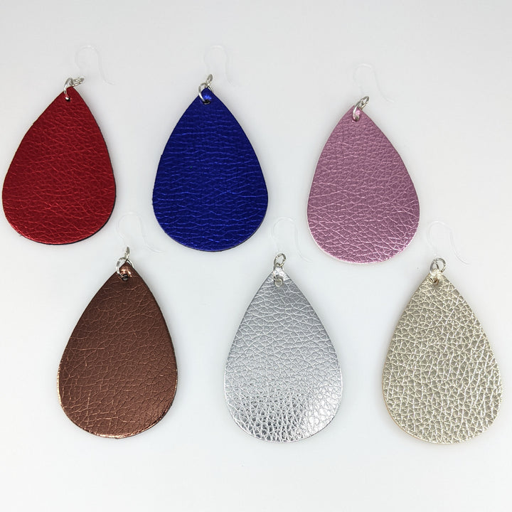 Shiny Metallic Teardrop Earrings (Teardrop Dangles) - all colors