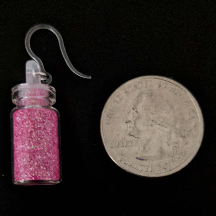 Glitter Bomb Earrings (Dangles) - size comparison quarter