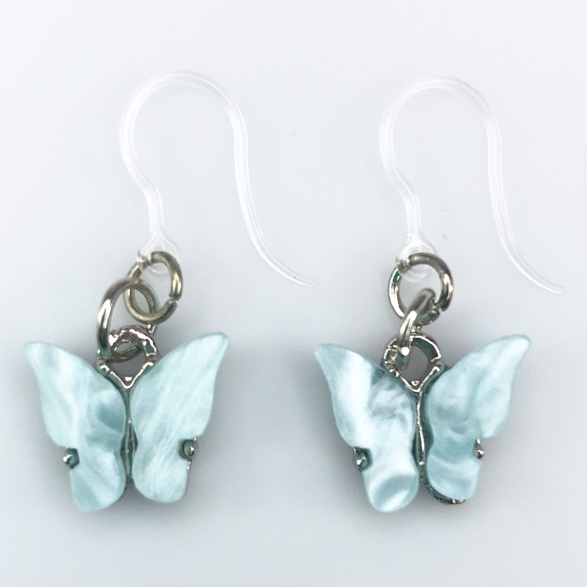 Matching Butterfly Earrings & Necklace (Dangles) - blue