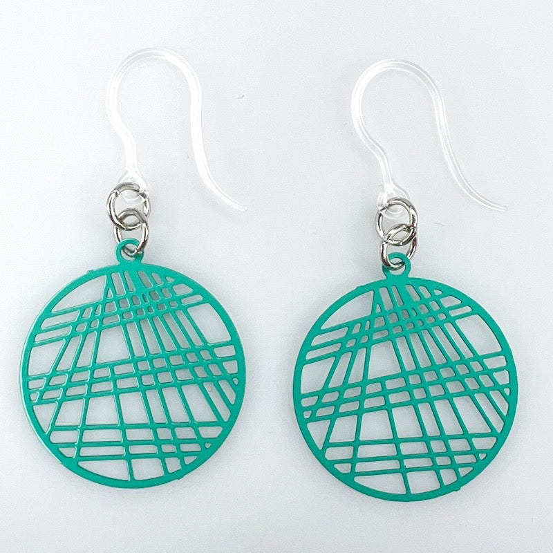 Long circle bar earrings - modern geometric earrings