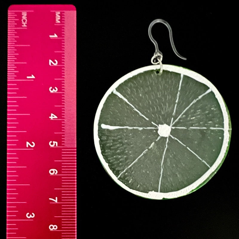 Exaggerated Lime Slice Earrings (Dangles) - size