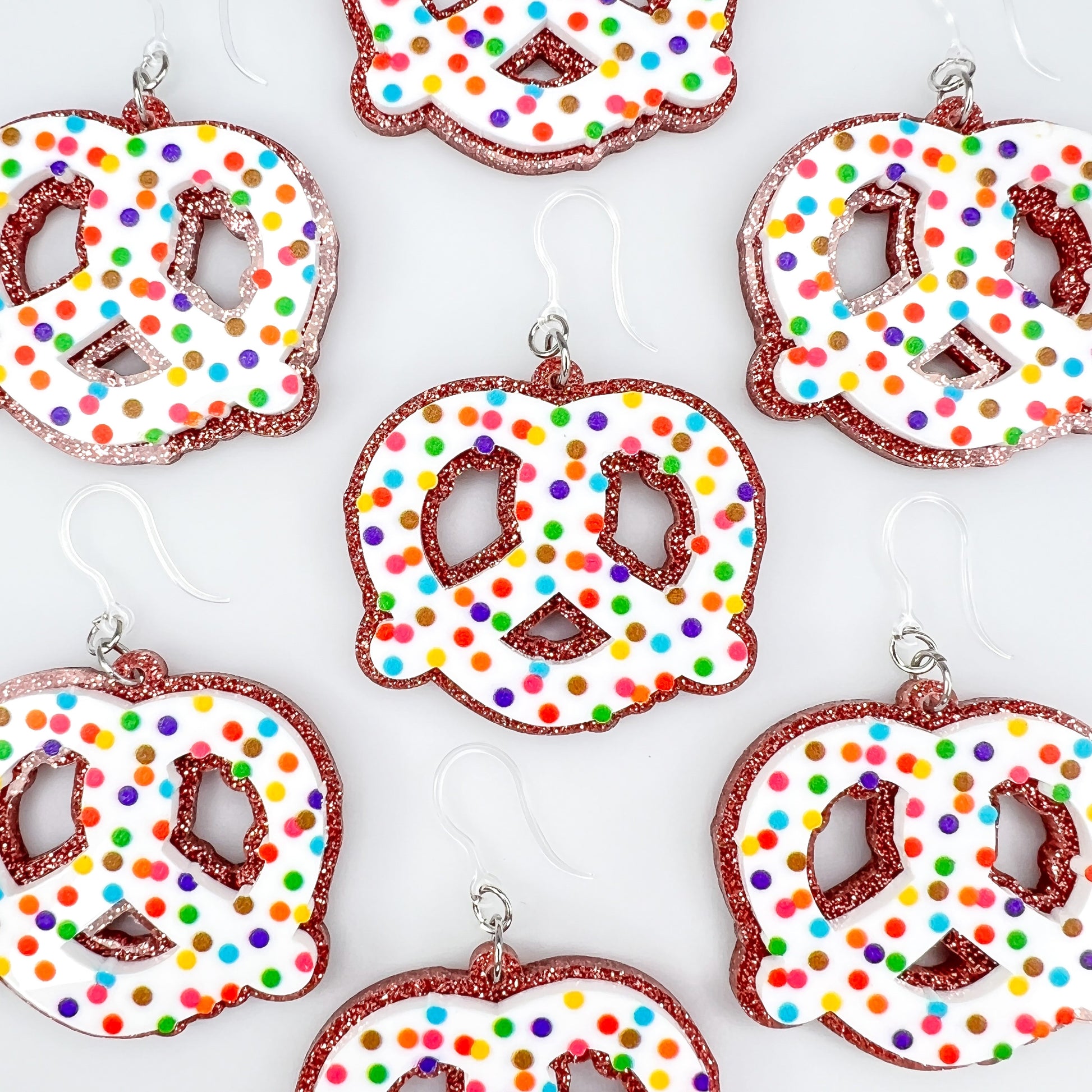 Exaggerated Frosted Pretzel Earrings (Dangles)