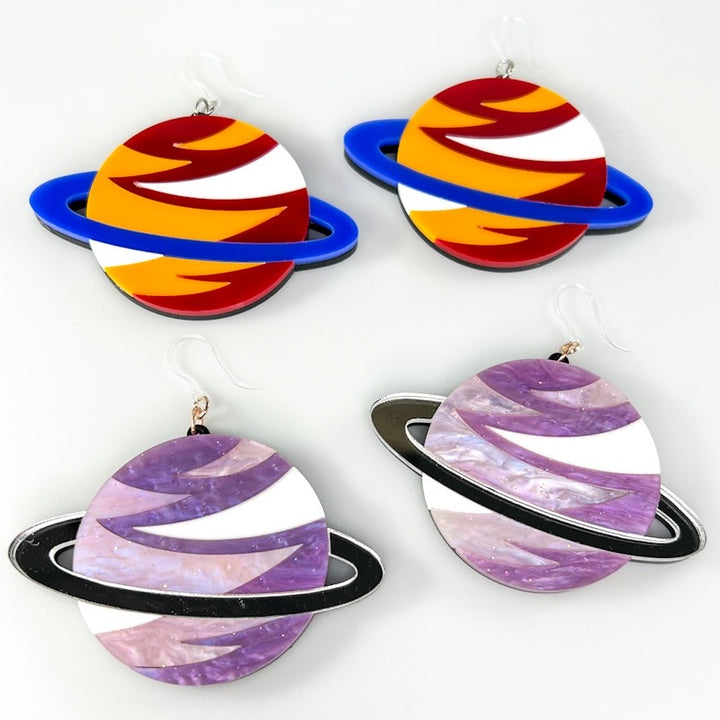 Exaggerated Saturn Earrings (Dangles) - all styles
