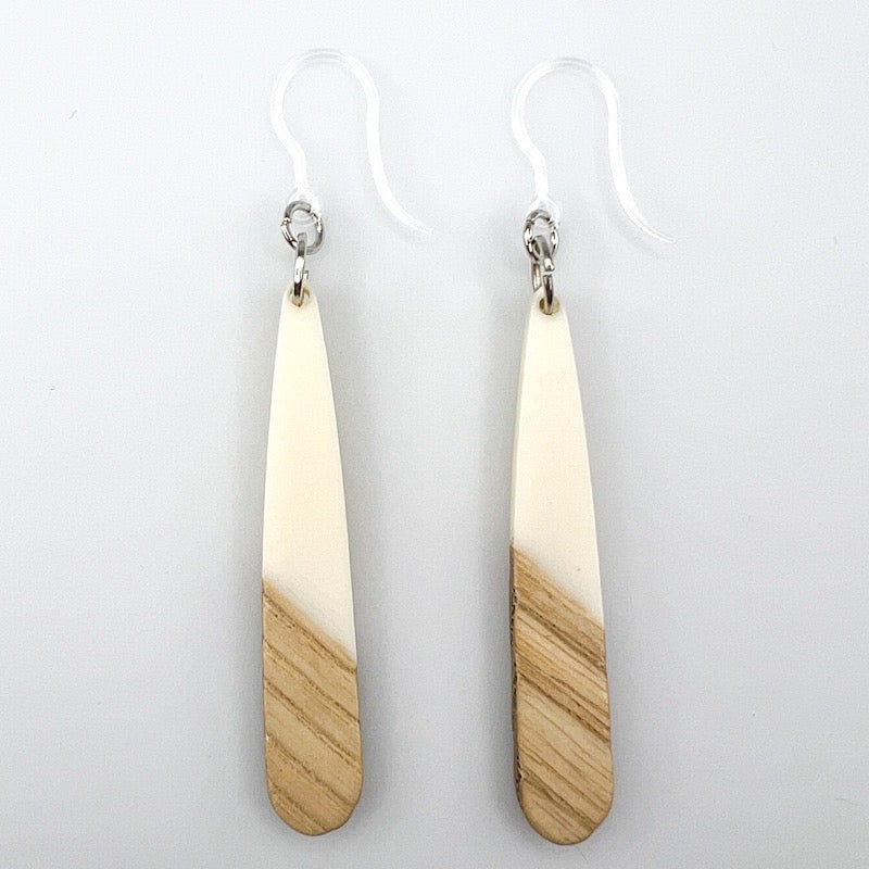 Rounded Wooden Celluloid Dangles Hypoallergenic Earrings for Sensitive Ears Made with Plastic Posts