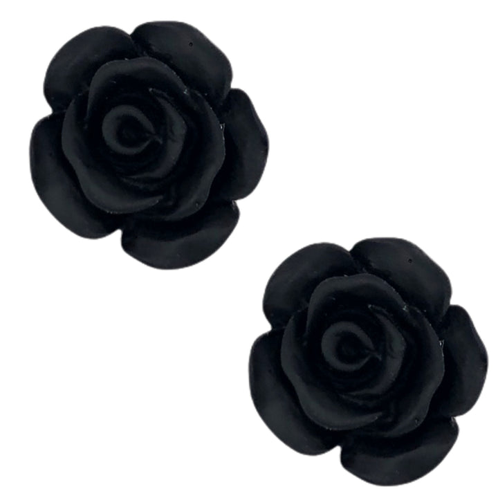 Matte Rose Earrings (Studs) - black